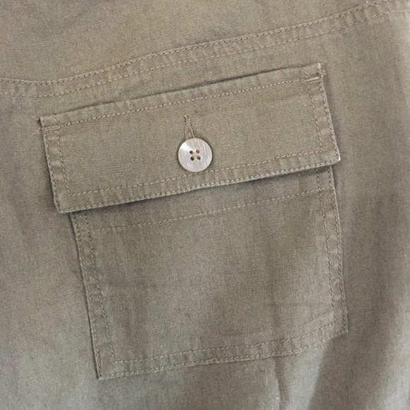 Kut from the Kloth Linen Blend Drawstring Wide Leg Ankle Pants Sz 8 Dark Olive - Picture 7 of 16